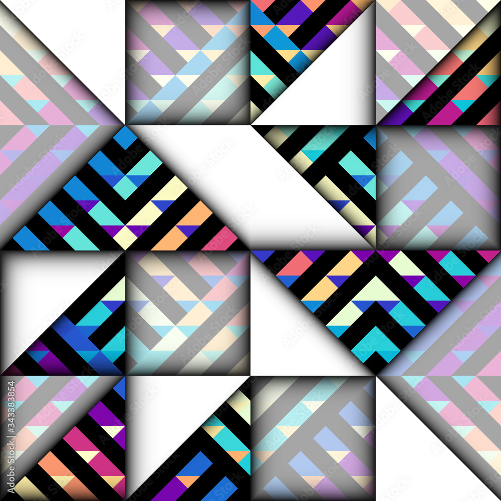 Poster Paper cut shapes design. Seamless vector pattern.