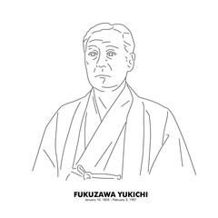福沢諭吉（1835 - 1901）　歴史上の人物　線画イラスト