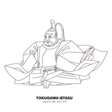 徳川家康 1543 1616 歴史上の人物 線画イラスト Stock Vector Adobe Stock