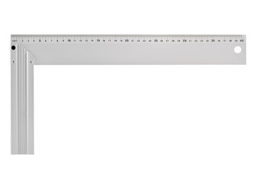 Metal angle with measure on white background