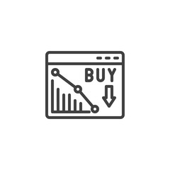 Web report statistics line icon. linear style sign for mobile concept and web design. Website with financial decrease statistics outline vector icon. Symbol, logo illustration. Vector graphics