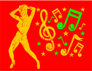 Rock and Roll music embroidery graphic design vector art