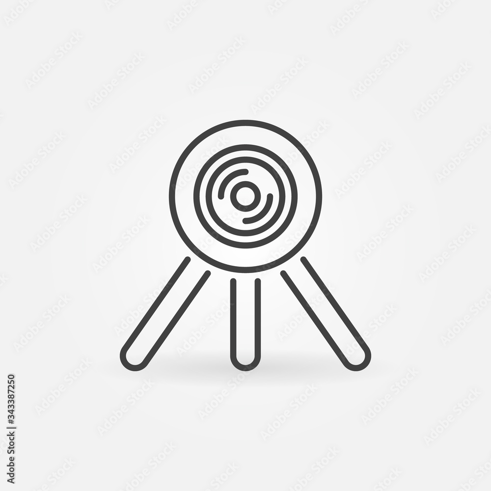 Poster 360 degree camera on tripod outline vector icon or design element