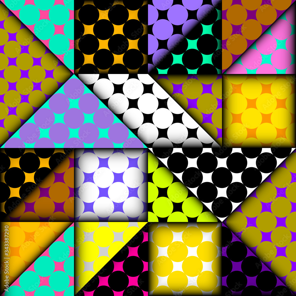 Poster Paper cut shapes design. Seamless vector pattern.