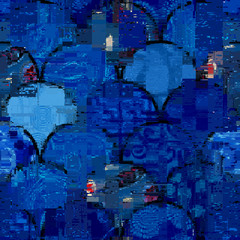 Vector image with imitation of grunge datamoshing texture.