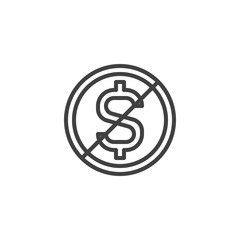 No cash money line icon. linear style sign for mobile concept and web design. No money outline vector icon. Symbol, logo illustration. Vector graphics