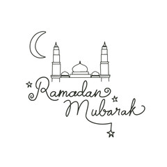 Hand drawn islamic design, lettering and doodle style. Ramadan and Eid Mubarak festive.
