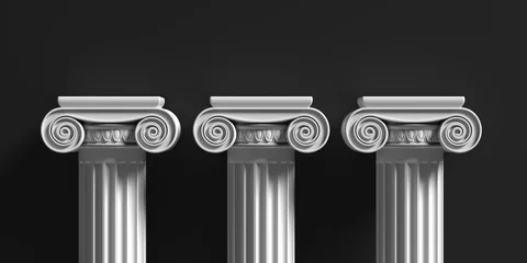 Fotobehang Marble pillars columns classic greek against black background. 3d illustration © Rawf8