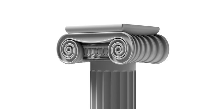 Marble Pillar Column Classic Greek Isolated Against White Background. 3d Illustration