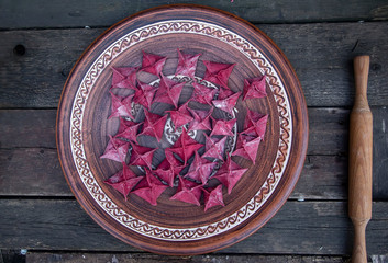 delicious homemade beetroot ravioli stuffed with cottage cheese