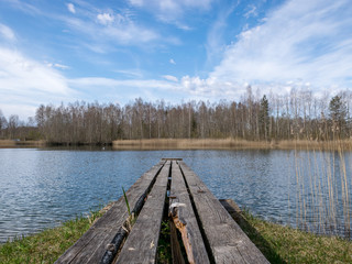 Fototapeta na wymiar landscape with wooden footbridge