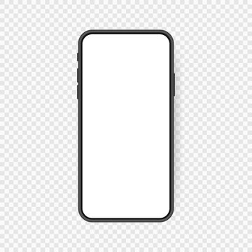 Realistic smartphone blank screen, phone mockup isolated on transparent background. Template for infographics or presentation UI design interface