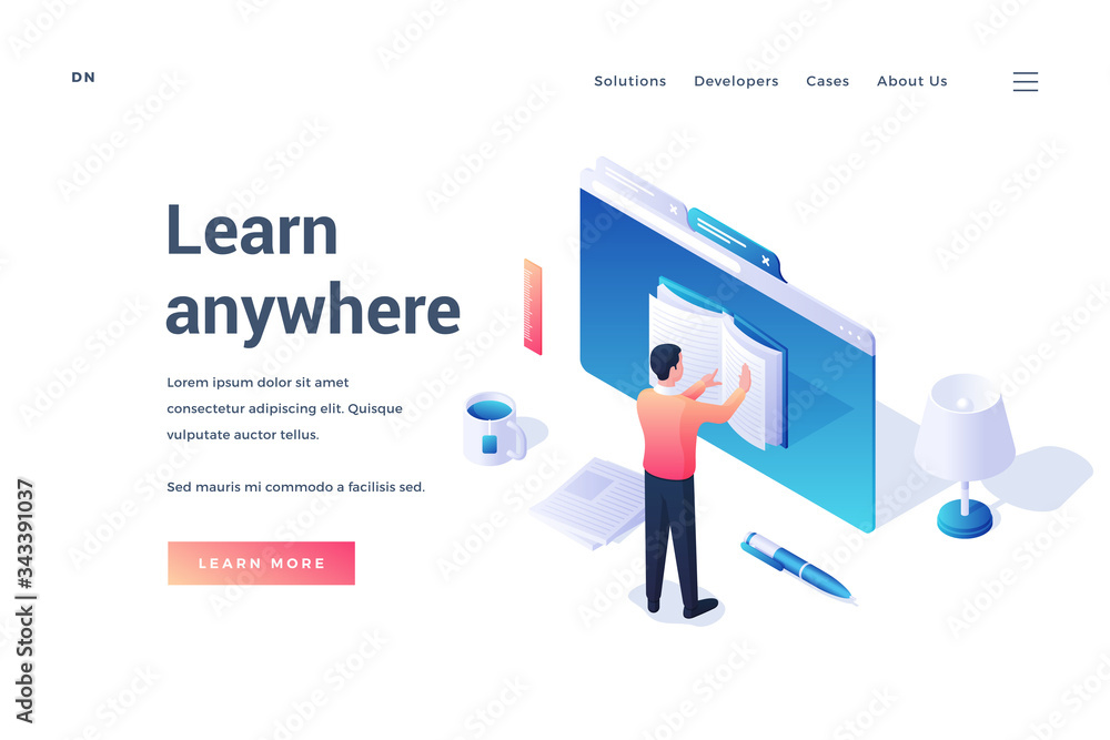 Aufkleber three dimensional banner design promoting easy learning program