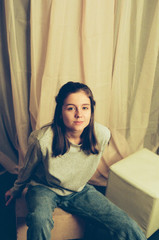 Obraz premium A beautiful young woman looks