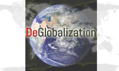 Deglobalization on planet global earth as opposite of globalization.Elements of this image...