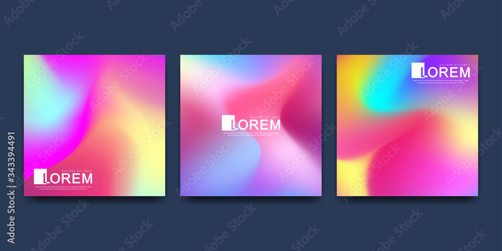 Poster vector design template in trendy vibrant gradient colors with abstract fluid shapes, paint splashes,