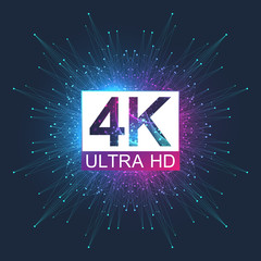 4K Ultra HD badge vector icon. Abstract gradient background style 4K UHD TV symbol