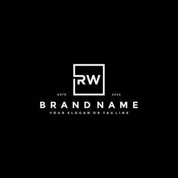 set letter RW logo design vector