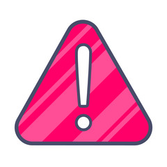 Attention caution danger. Exclamination mark in the red triangle sign symbol or sticker element isolated on white background vector illustration.
