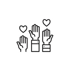 Volunteer hands line icon concept. Vector