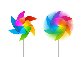 Fototapeta na wymiar Realistic Detailed 3d Color Windmill Set. Vector