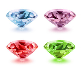 Fototapeta premium Diamond color variations on white background isolated
