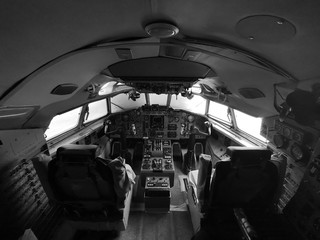 old airplane cockpit