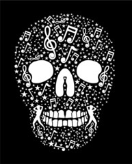 Skull music rock and roll graphic design vector art
