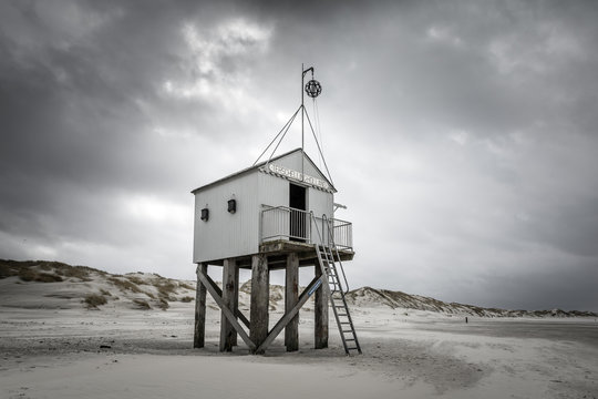 Emergency shelter on the beach of Terschelling, Netherlands