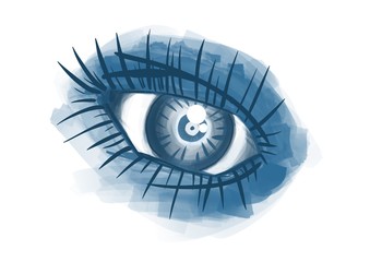 abstract blue eye on white background 