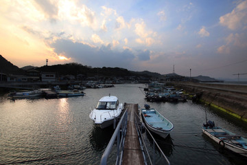 Fototapeta premium boats at sunset