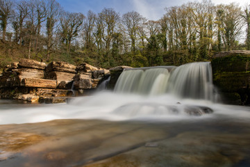 Richmond Waterfall on Swale river, UK, during spring time