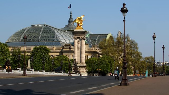 Covid-19: Pond Alexandre III by famous Grand Palais in Paris is empty and deserted, pandemic