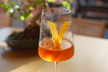 Japanese cocktail with lemon zest