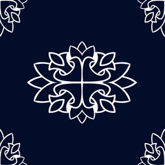 Obraz premium White ornament on blue seamless pattern. Vintage, paisley elements. Ornamental traditional, ethnic, turkish. Great for fabric and textile, wallpaper, packaging or any idea.