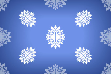 Fototapeta na wymiar White ornament on blue seamless pattern. Vintage, paisley elements. Ornamental traditional, ethnic, turkish. Great for fabric and textile, wallpaper, packaging or any idea.