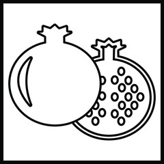 isolated illustration of a pomegranate in black in vector