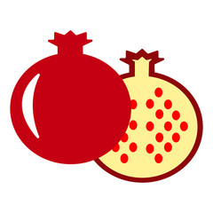 isolated illustration of a pomegranate in colour in vector