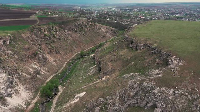 Gorge between two toltres near the Trinca village, Moldova