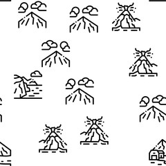 Mountain Landscape Seamless Pattern Vector Thin Line. Illustrations