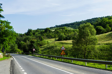 Road over the hills, Bistrita, Romania. Prislop village.