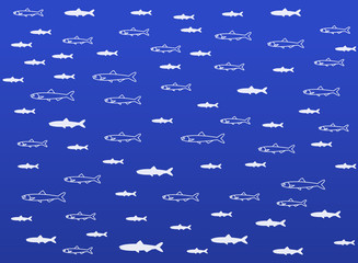 Fishes Pattern with Blue Background.