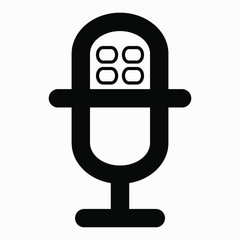 Microphone icon style flat trendy isolated minimal single flat linear icon for application and info-graphic. Commercial line vector icon for websites and mobile minimalistic flat design.