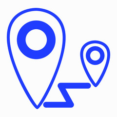 Blue pointer GPS navigator on a map of the city, from place to place isolated minimal single flat linear icon for application and info-graphic. Commercial line vector icon for websites and mobile mini