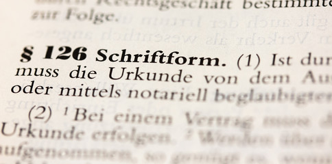Fototapeta premium Schriftform, Formvorschrift in § 126 BGB