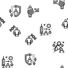 Fototapeta premium Immunity Human Biological Defense Seamless Pattern Vector Thin Line. Illustrations