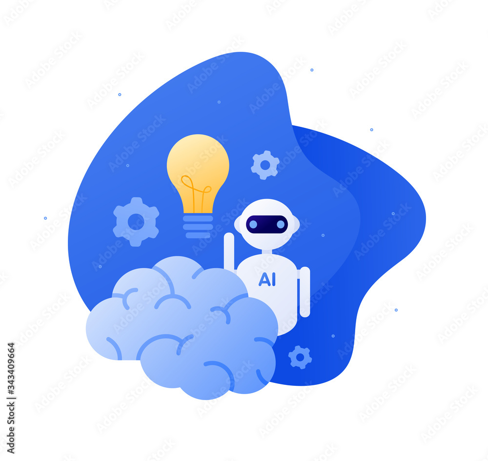 Fototapete artificial intelligence innovation and neural network technology concept. vector flat person illustr