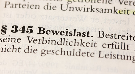 Beweislast, Darlegungslast in § 345 BGB