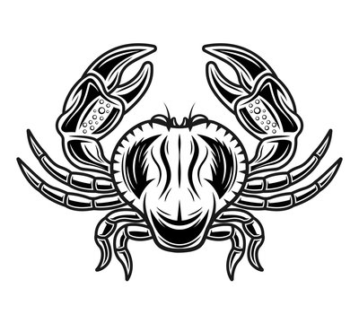 Crab vector object or element in vintage style