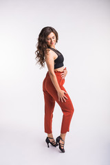 Latina dance, strip dance, contemporary and bachata lady concept - Woman dancing improvisation and...